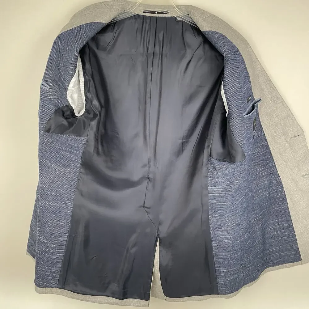Baird Mcnutt 100% Irish Linen Sport Coat Blazer Mens 40R Gray Lucky Brand Jacket